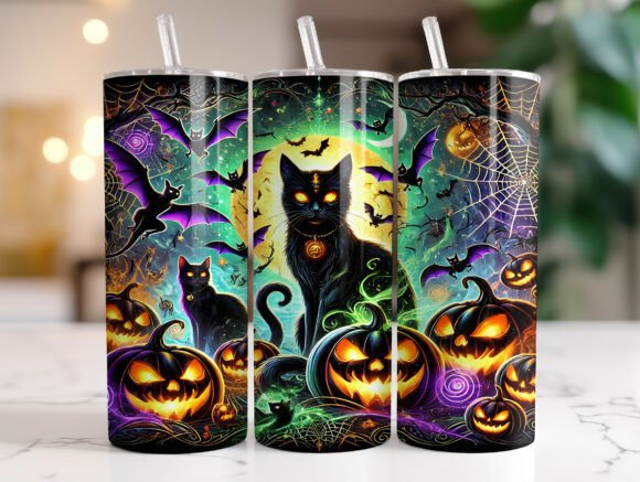 20oz Black Cat Halloween Tumbler Wrap