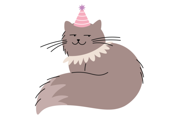 Adorable Cat in Party Hat. Holiday Pet C