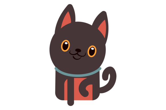 Black Cat with Smiling Face. Color Pet I