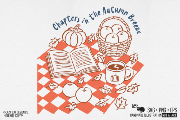Bookish Fall Picnic Hand-drawn SVG PNG
