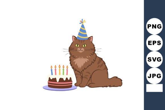 Brown Fluffy Cat Wearing Party Hat Celeb