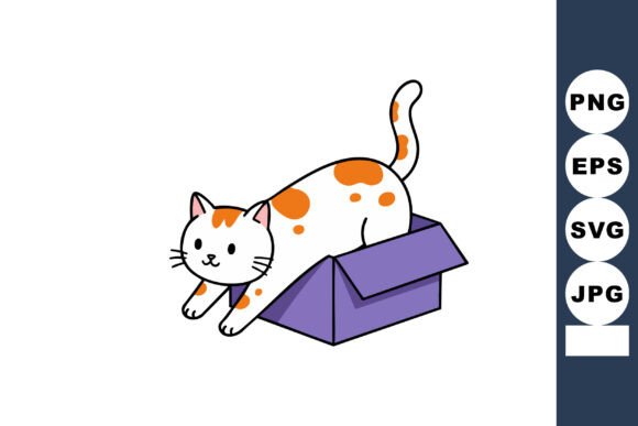 Cat Stretching on Purple Box Playful Dom