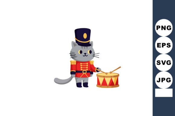 Cat Wearing Red Military Uniform Playing