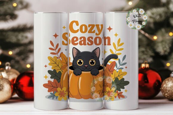 Cozy Cat Pumpkin 20oz Tumbler Wrap