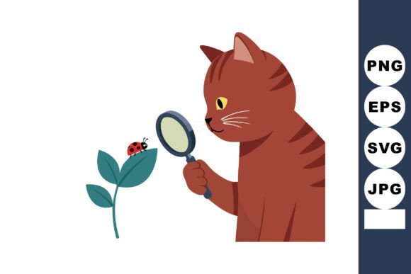 Curious Brown Cat Examining Ladybug on G