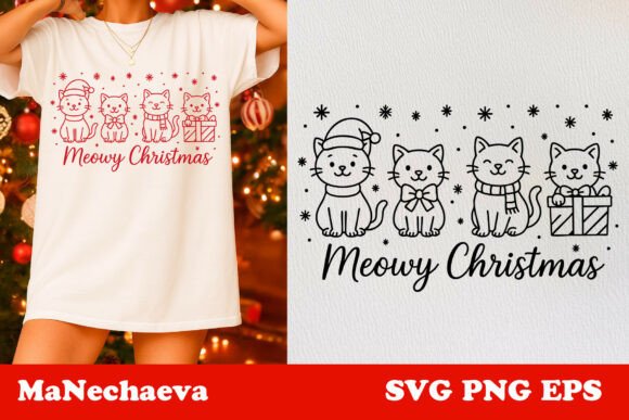 Cute Christmas SVG Meowy Christmas