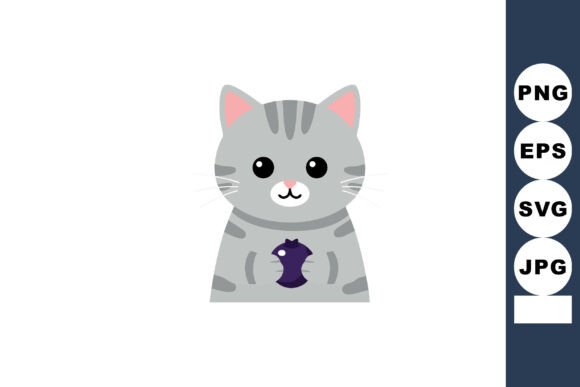 Cute Gray Striped Cat Holding Chess Piece