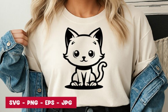 Cute Kitten Cartoon Face T-Shirt