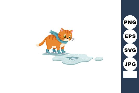 Cute Orange Cat Wearing Blue Scarf and Boots