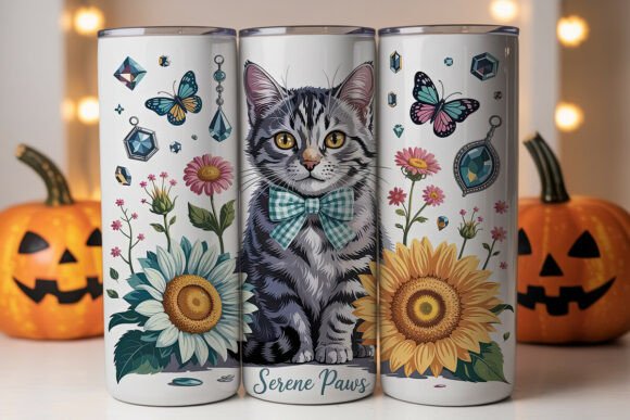 Elegant Cat Sunflower 20oz Tumbler
