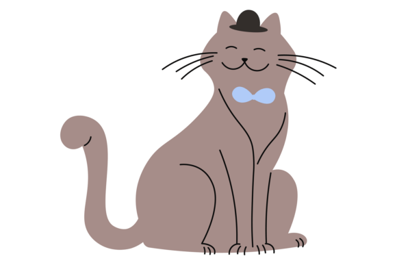 Gentleman Cat Icon. Cute Smiling Animal