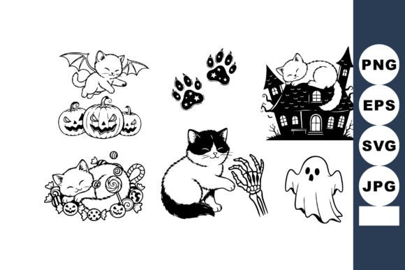 Halloween Black and White Cat Ghost Pump