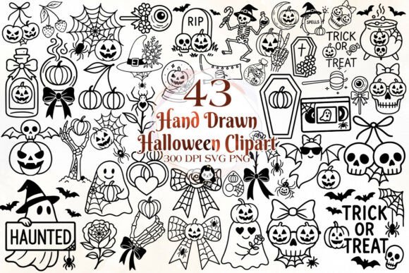 Hand Drawn Halloween SVG PNG Bundle