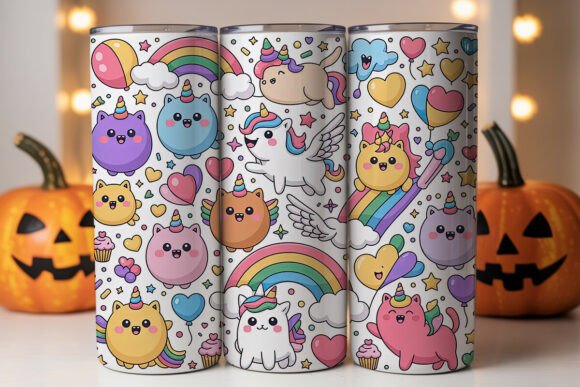 Kawaii Unicorn Cat 20oz Tumbler Wrap