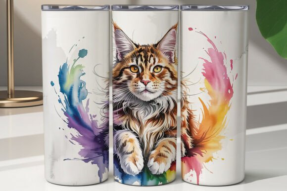 Maine Coon Cat Watercolor 20oz Tumbler