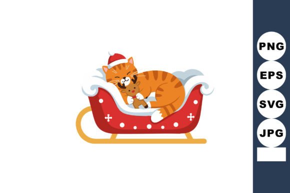 Orange Cat Wearing Santa Hat Sleeping Pe