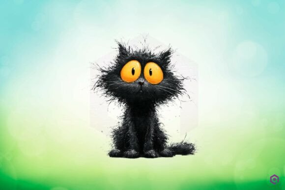 Quirky Halloween Black Cat Clipart 15