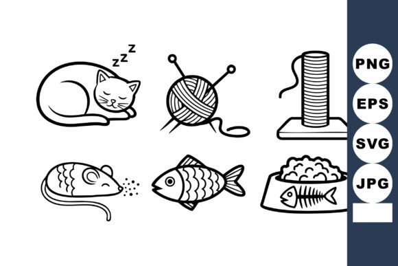 Sleeping Cat with Pet Accessories