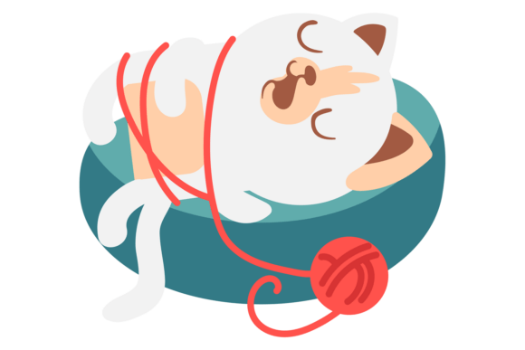 Tangled Cat Sleep. Funny Playful Kitten